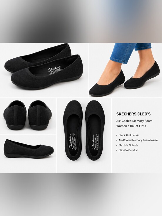Skechers Shoes - Skechers Cleo Women's Black Ballet Flats Air-Cooled Memory Foam Size 8